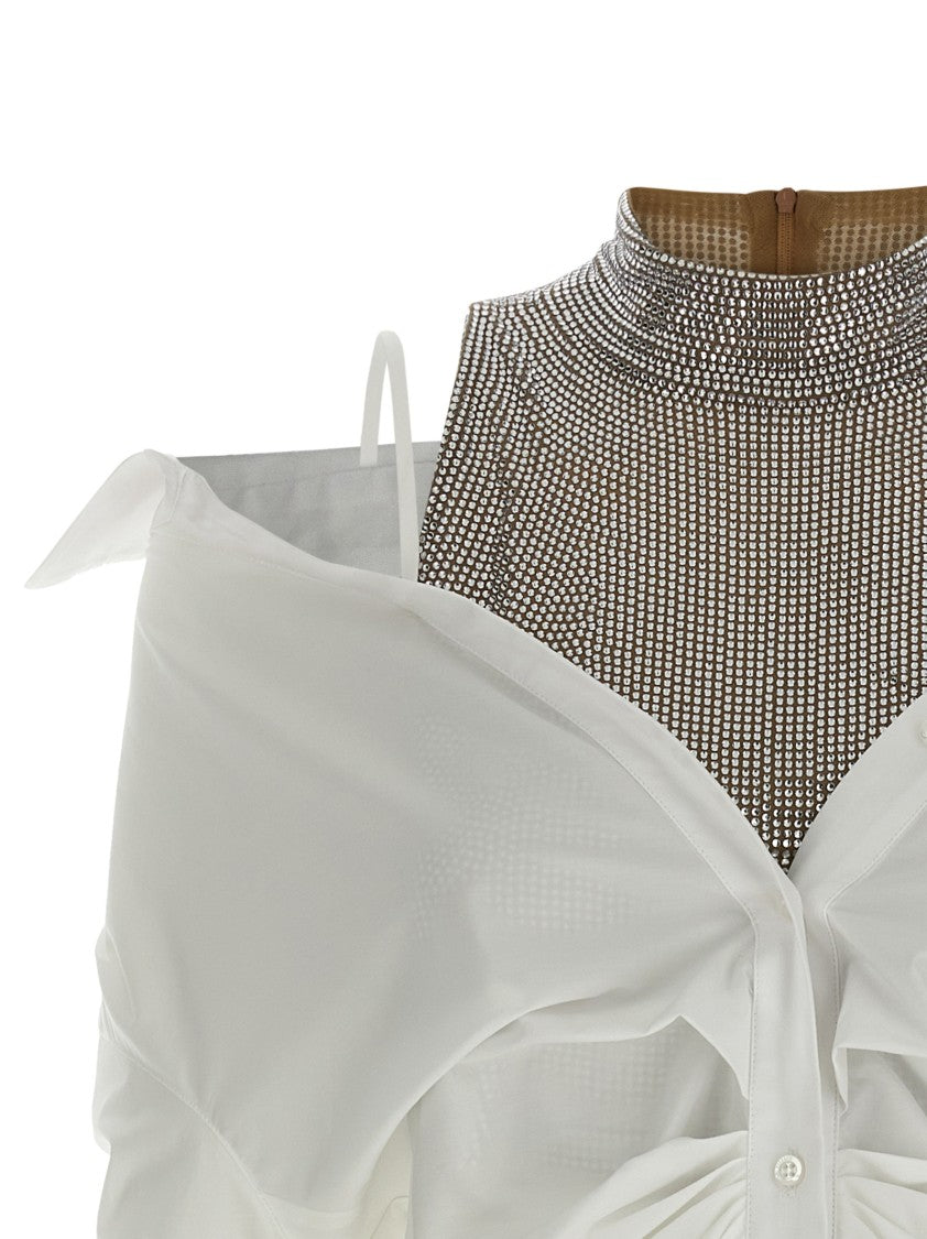 Giuseppe Di Morabito Rhinestone-Appliqué Mini Chemisier Dress With Crop Style