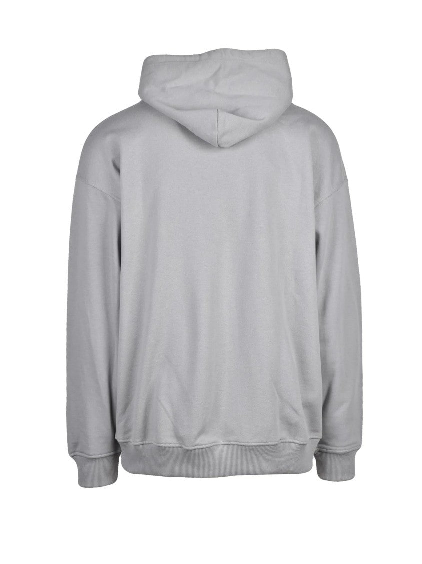 Diesel Relaxed Fit Light Grey Hooded Sweatshirt With Embossed Logo