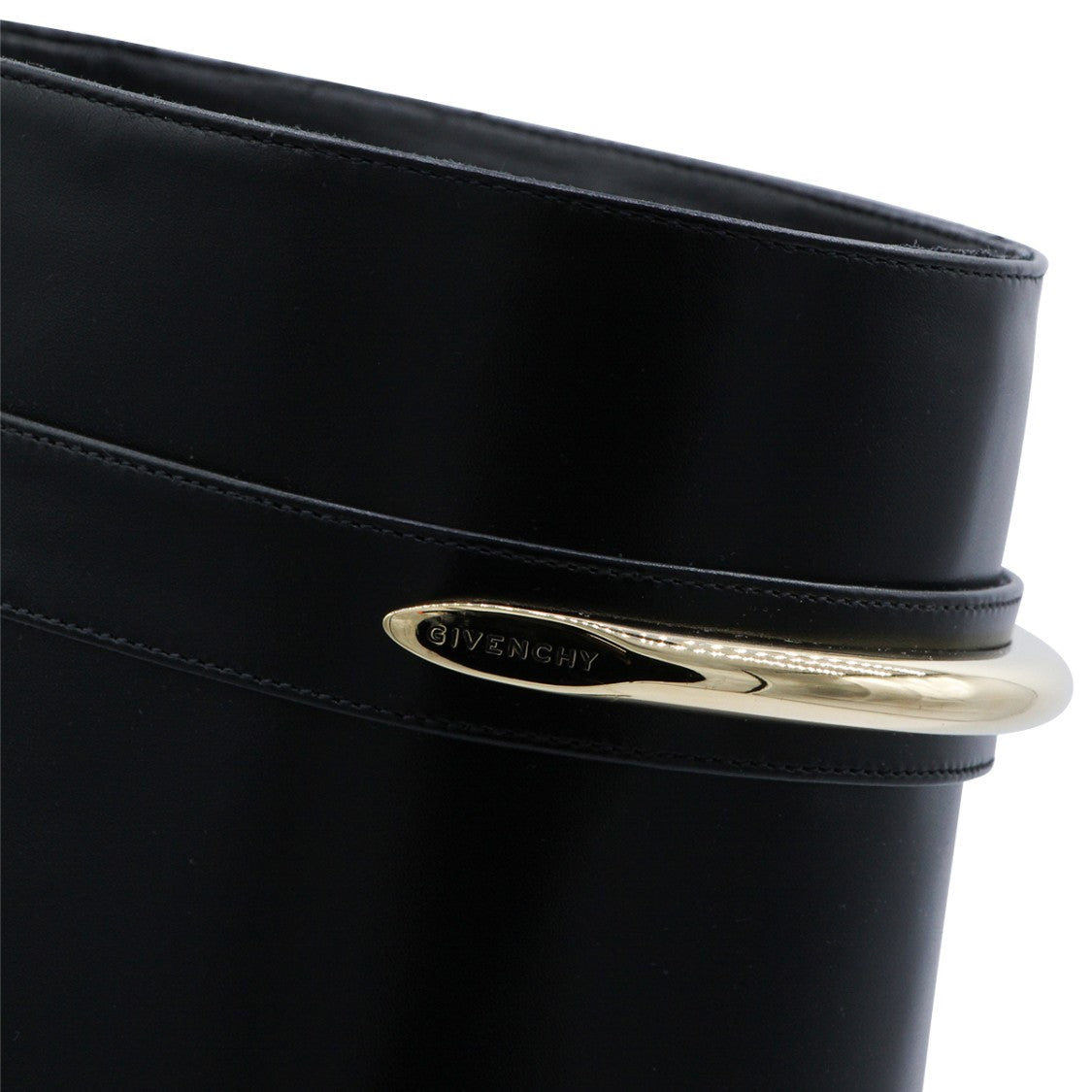 Givenchy Black Gold-Tone Hardware Knee-Length Leather Boots