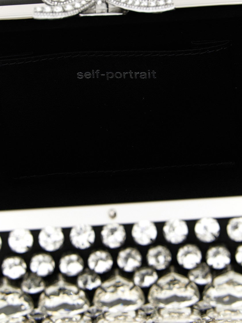 Self-Portrait 'Black Satin Crystal' Clutch