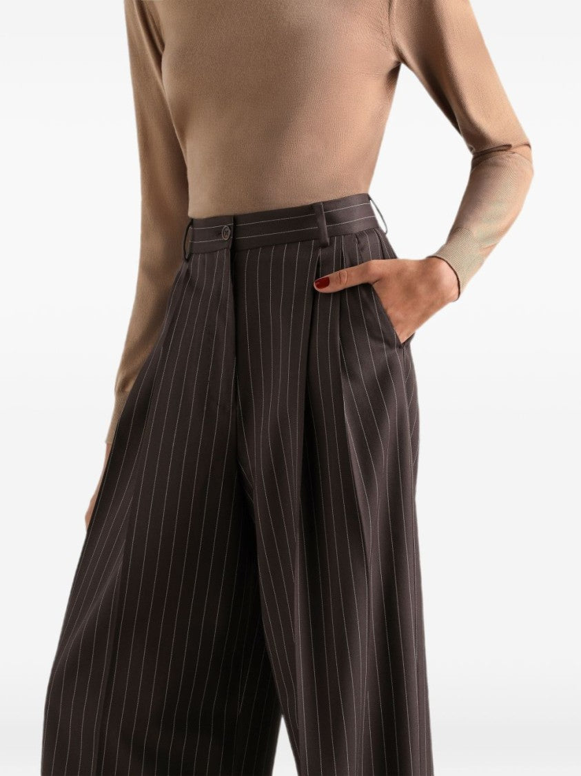 Dolce & Gabbana Pinstripe Wool Tailored Waist Pants