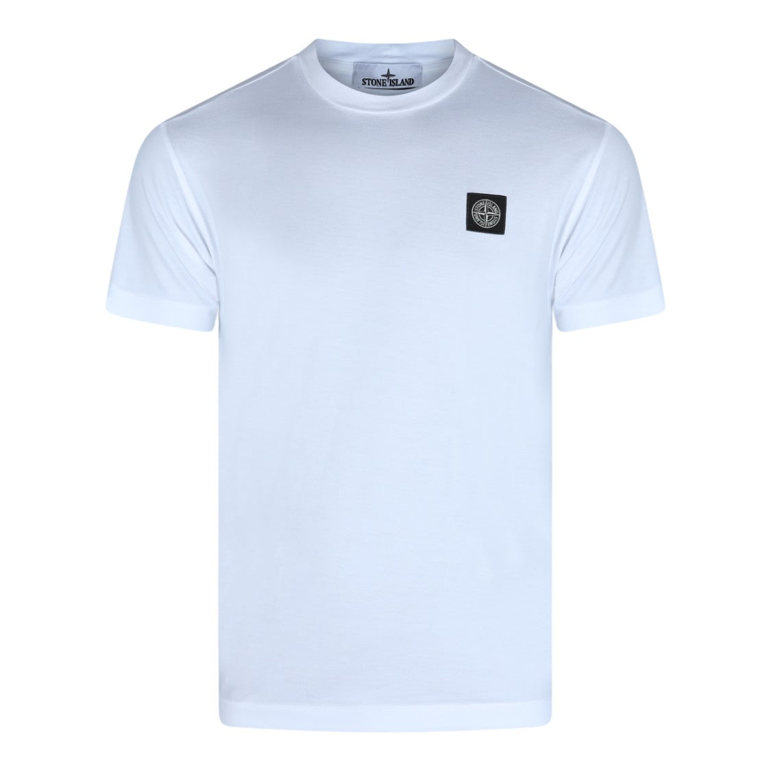 Stone Island Short-Sleeve White T-Shirt With Emblem Detail
