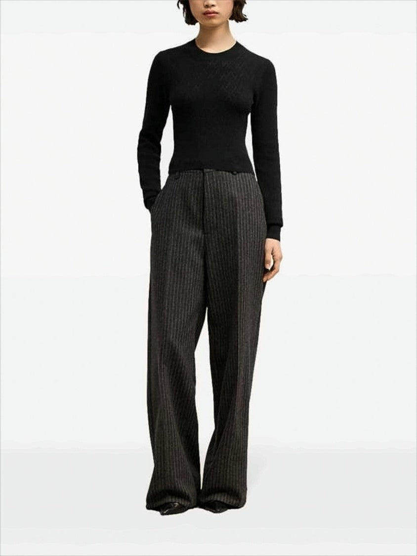 Ami Paris Textured Knit Sweater With Classic Crew Neckline