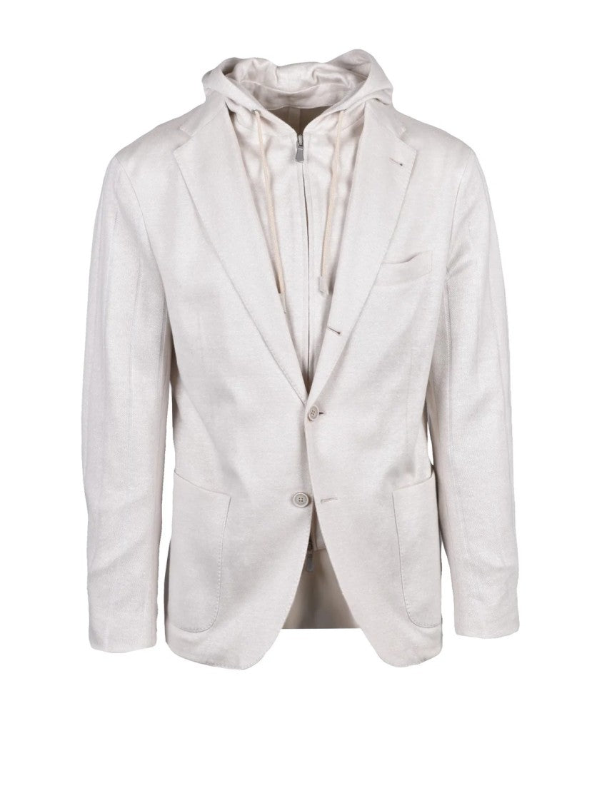 Eleventy Beige Linen Cotton Blazer Jacket