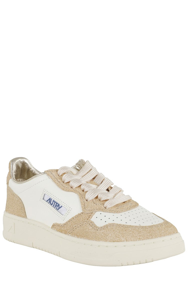 Autry Glittered Sand And White Medalist Low Sneakers