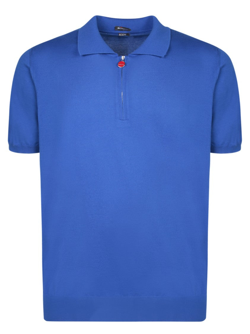 Kiton Blue Cotton Polo Shirt
