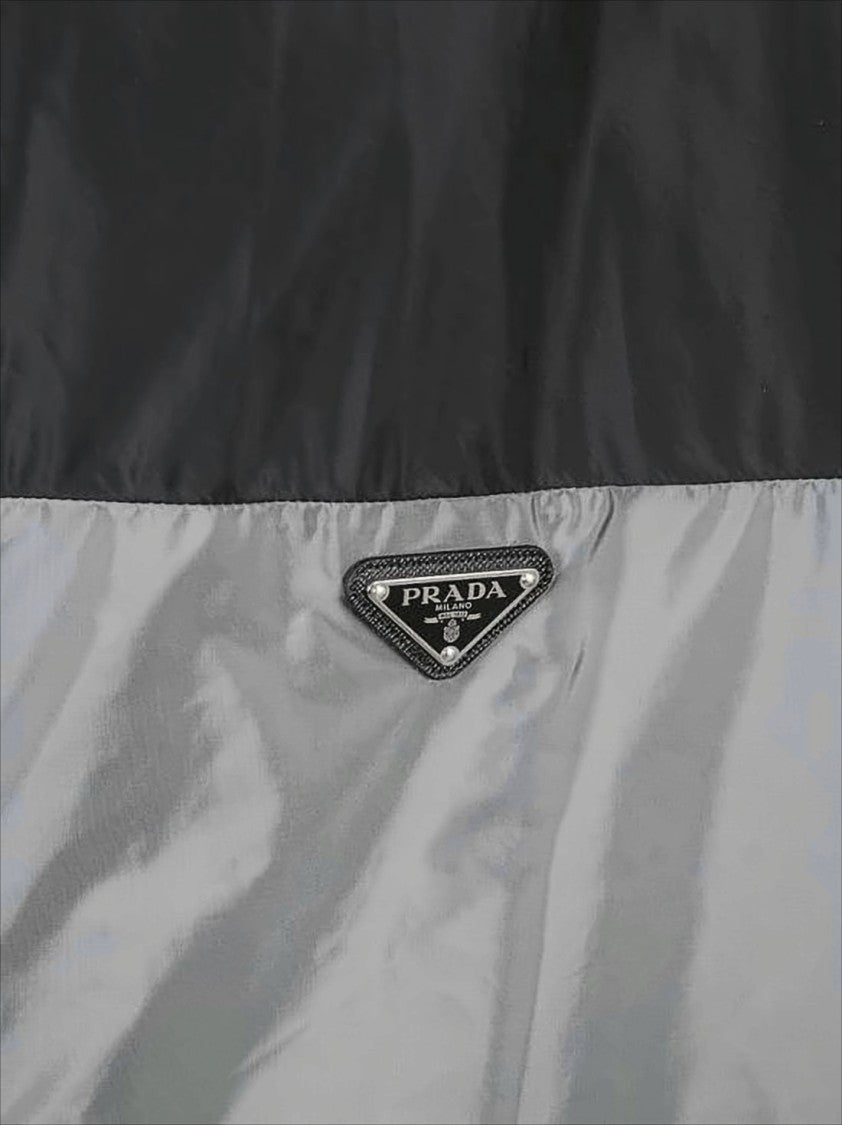 Prada Two-Tone Lightweight Jacket With Hood And Triangular Logo