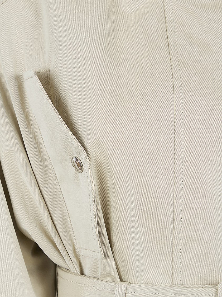 Alexander Mcqueen Short Ruffled Jacket In Light Beige Cotton Gabardine