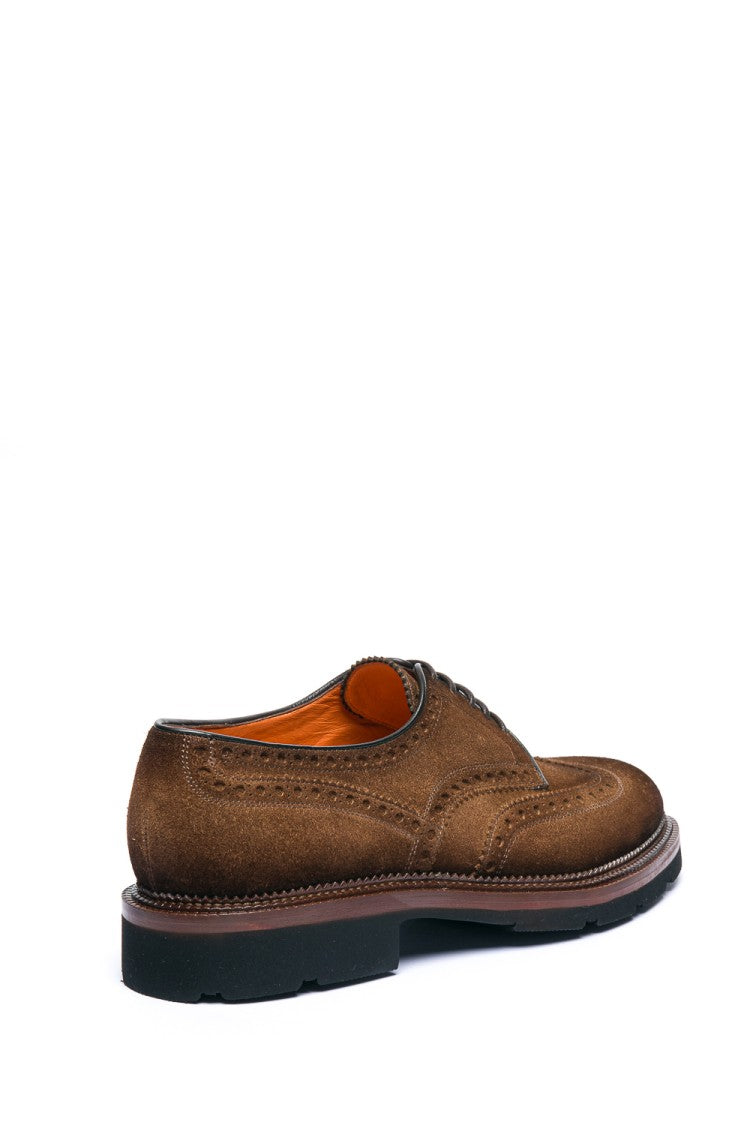 Santoni Derby Lace-Up Suede Shoes
