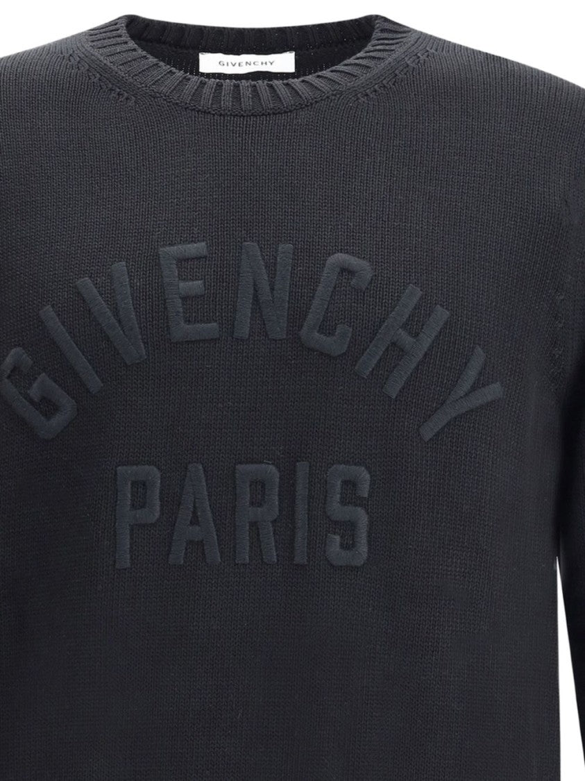 Givenchy Black Embossed Logo Crew Neck Sweater