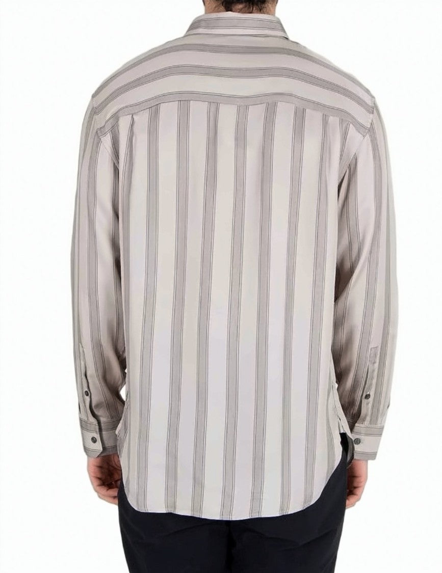 Emporio Armani Striped Flowing Viscose Classic Collar Shirt