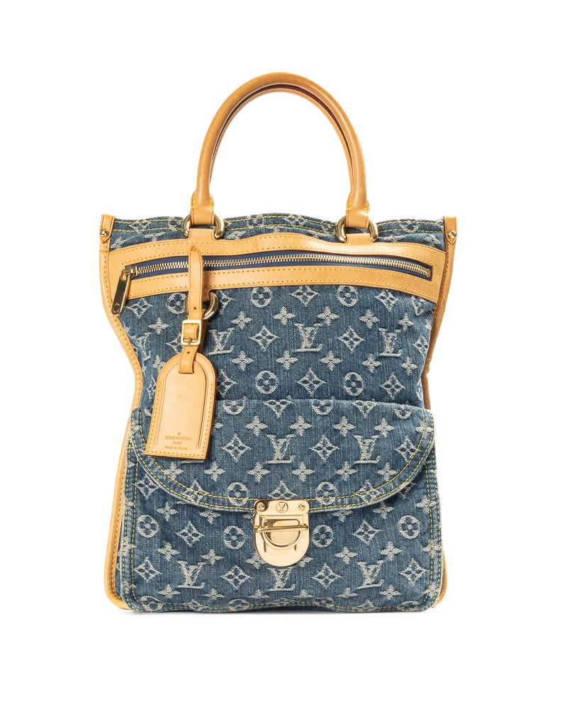 Louis Vuitton Blue Monogram Denim Sac Plat Mm Tote Bag
