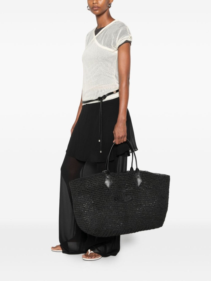 Vivienne Westwood Spacious Black Woven Tote Bag With Embossed Logo