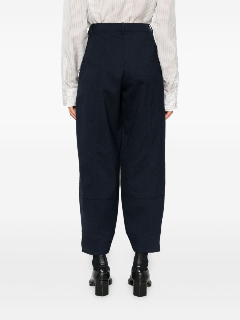 Pinko Balloon-Fit Blue Trousers With Panel Design