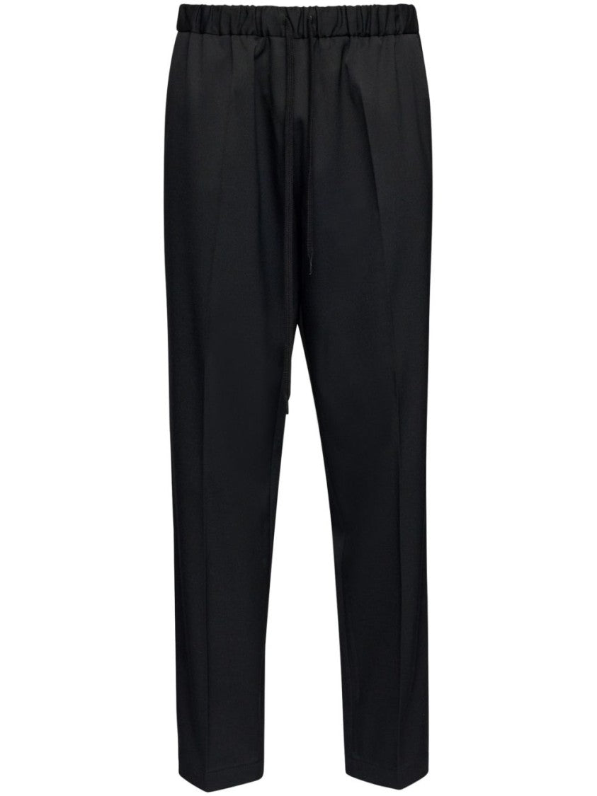 Mm6 By Maison Margiela Mid-Rise Black Trousers With Pleat Detailing And Tailored Cut