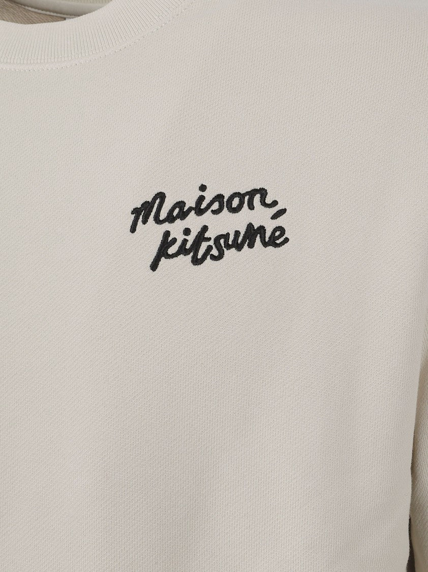 Maison Kitsuné Minimalist Crew Neck Cotton Sweater With Embroidered Logo