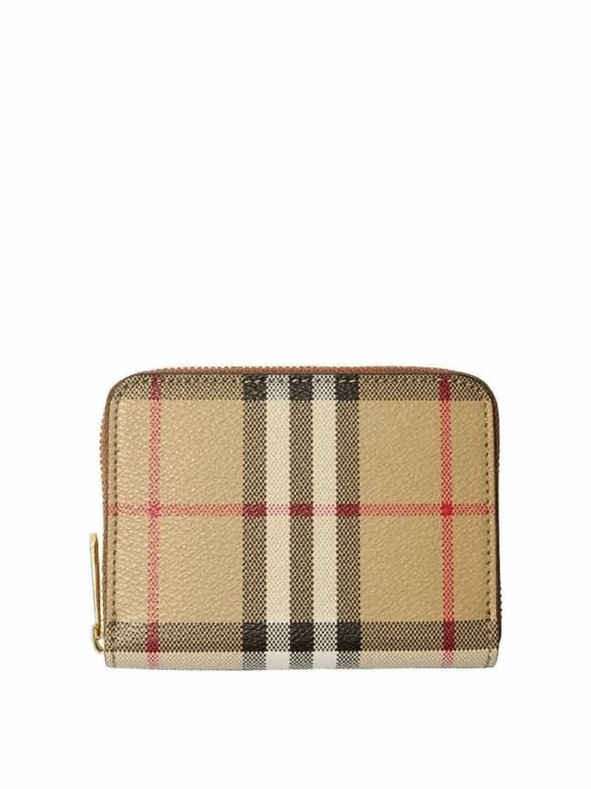 Burberry Compact Burberry Check Pattern Zip-Around Wallet