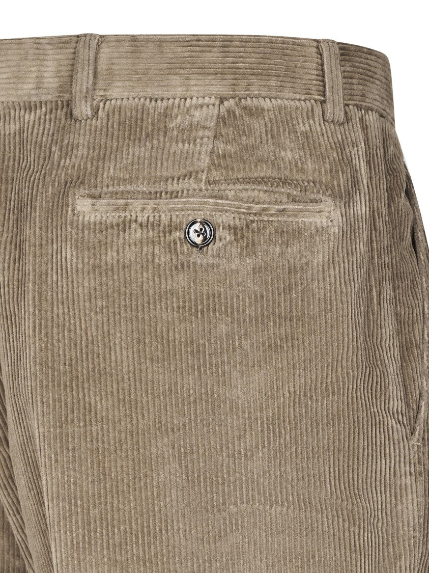 Cellar Door Straight-Leg Brown Corduroy Trousers With Mid-Rise Waist