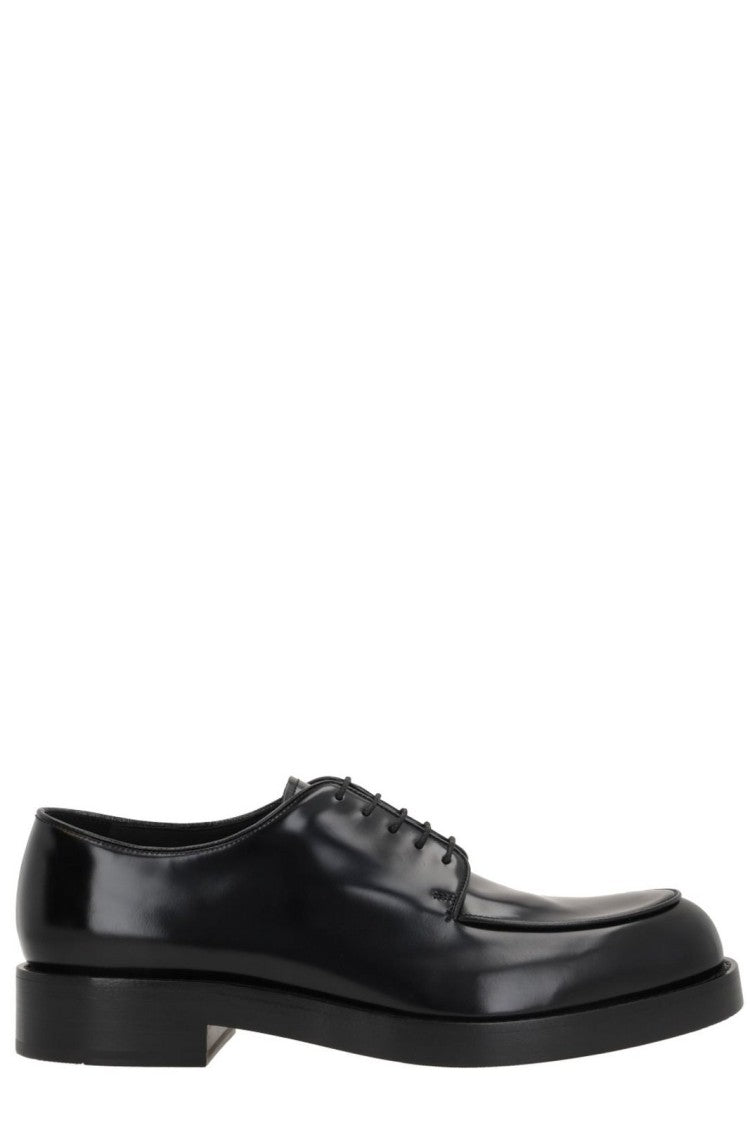 Prada Polished Leather Lace-Up Loafers With Timeless Elegance