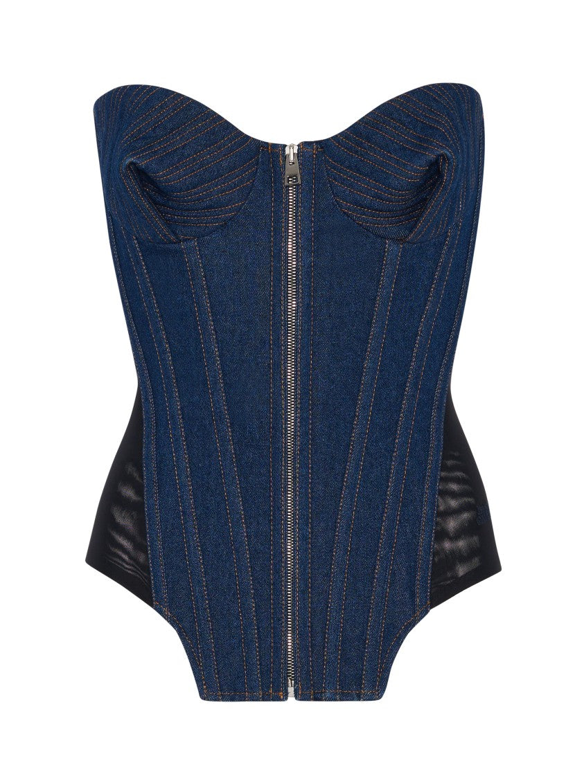 Jean Paul Gaultier Structured Denim Bodice With Sweetheart Neckline