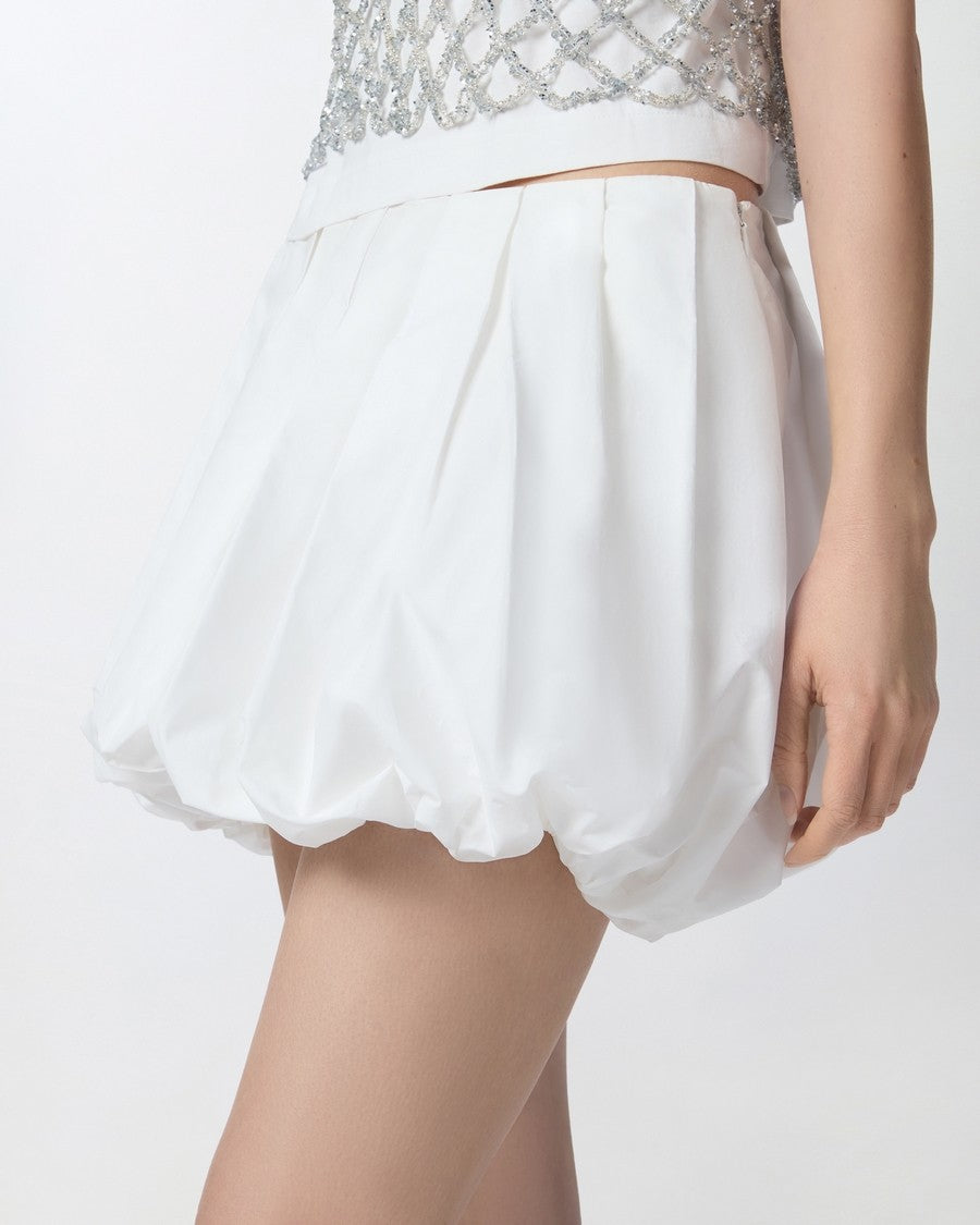 Pinko Pleated White Cotton Skirt