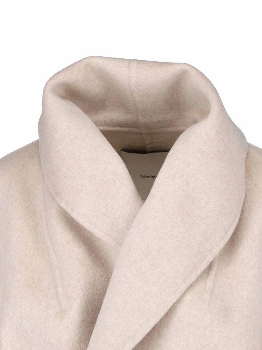 Calvin Klein Boxy Oversized Collar Belted Jacket