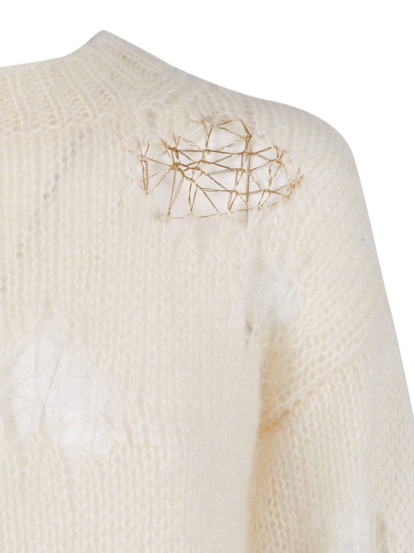 Fabiana Filippi Lightweight Mohair Blend Sweater With Openwork Design