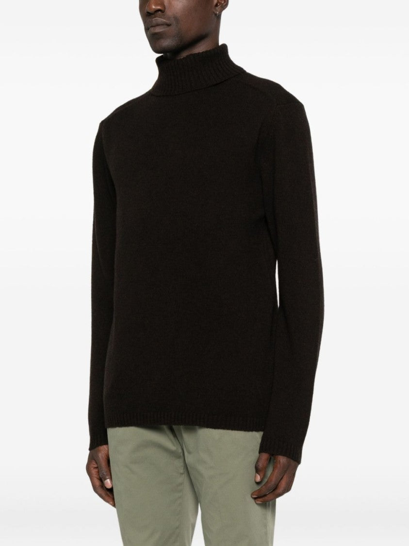 Daniele Fiesoli Brown High Ribbed Mock Neck Sweater