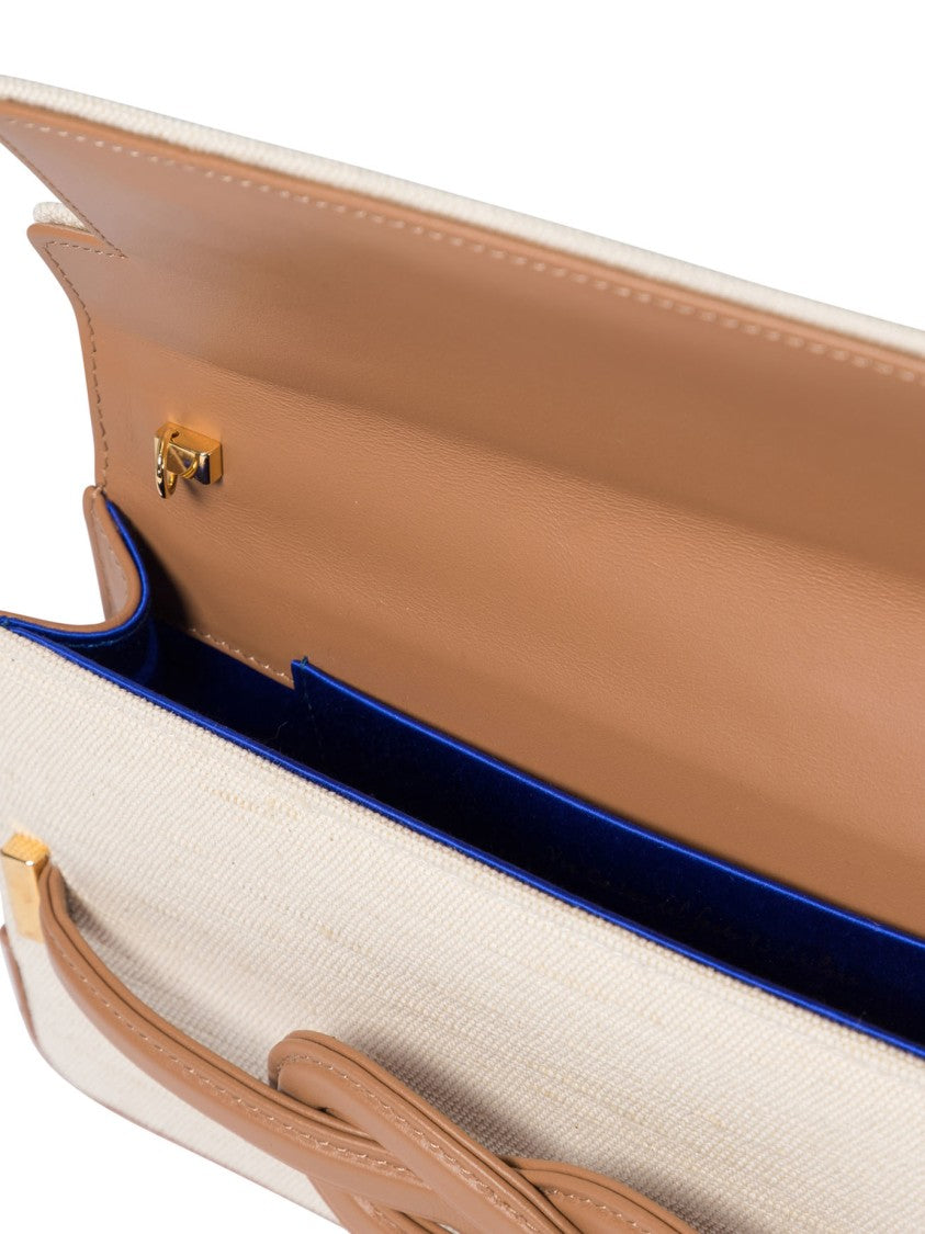 Amato Daniele Rectangular Canvas Shoulder Bag With Leather Accents