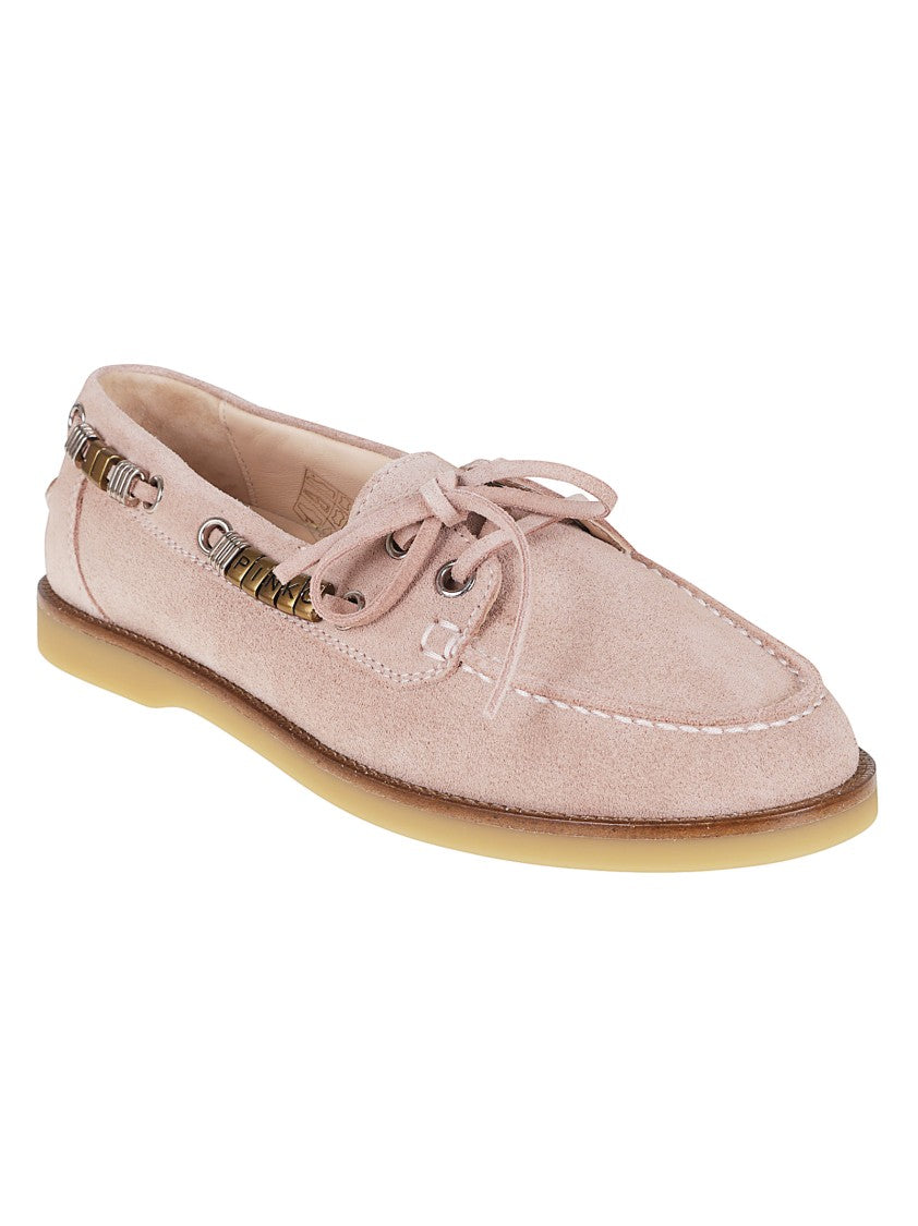 Pinko Nude Suede Leather Loafers