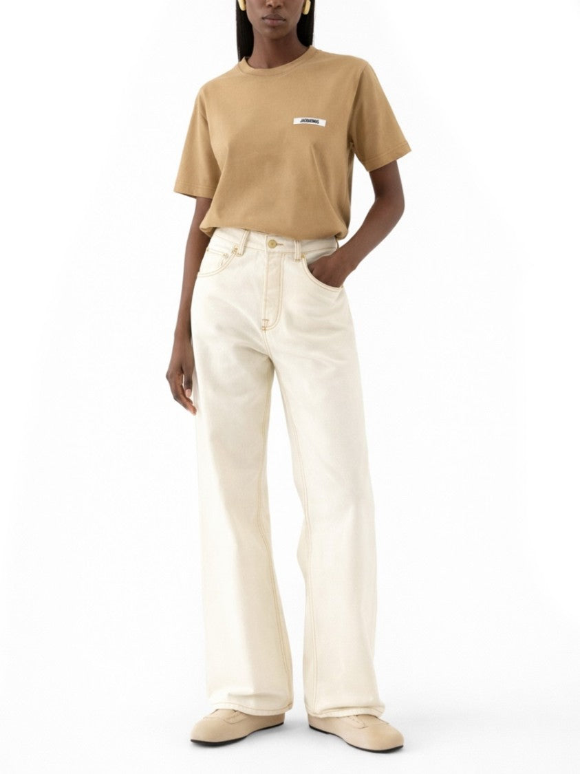 Jacquemus Beige Label Chest Minimalist T-Shirt
