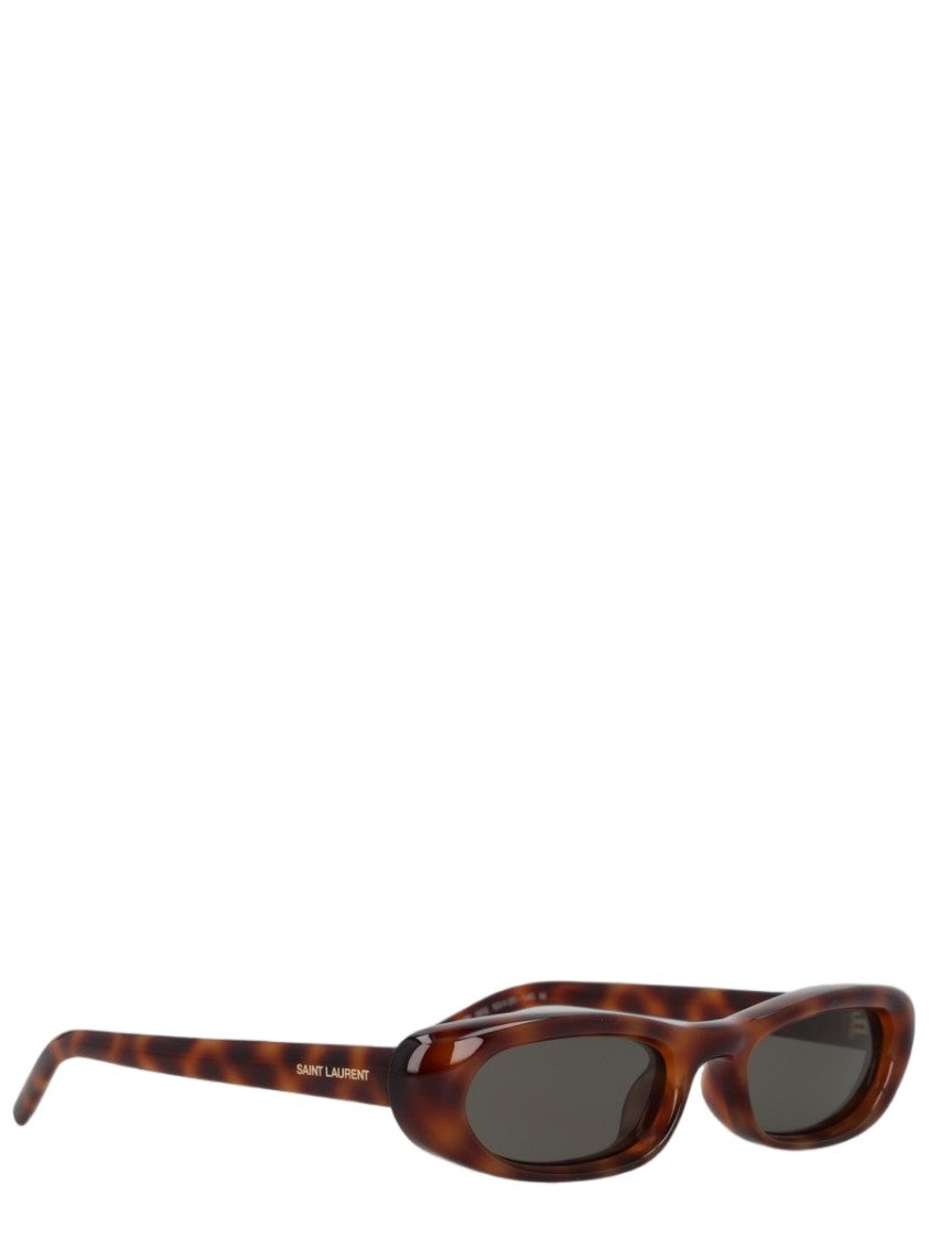Saint Laurent Tortoiseshell Acetate Oval Sunglasses With Slim Arms