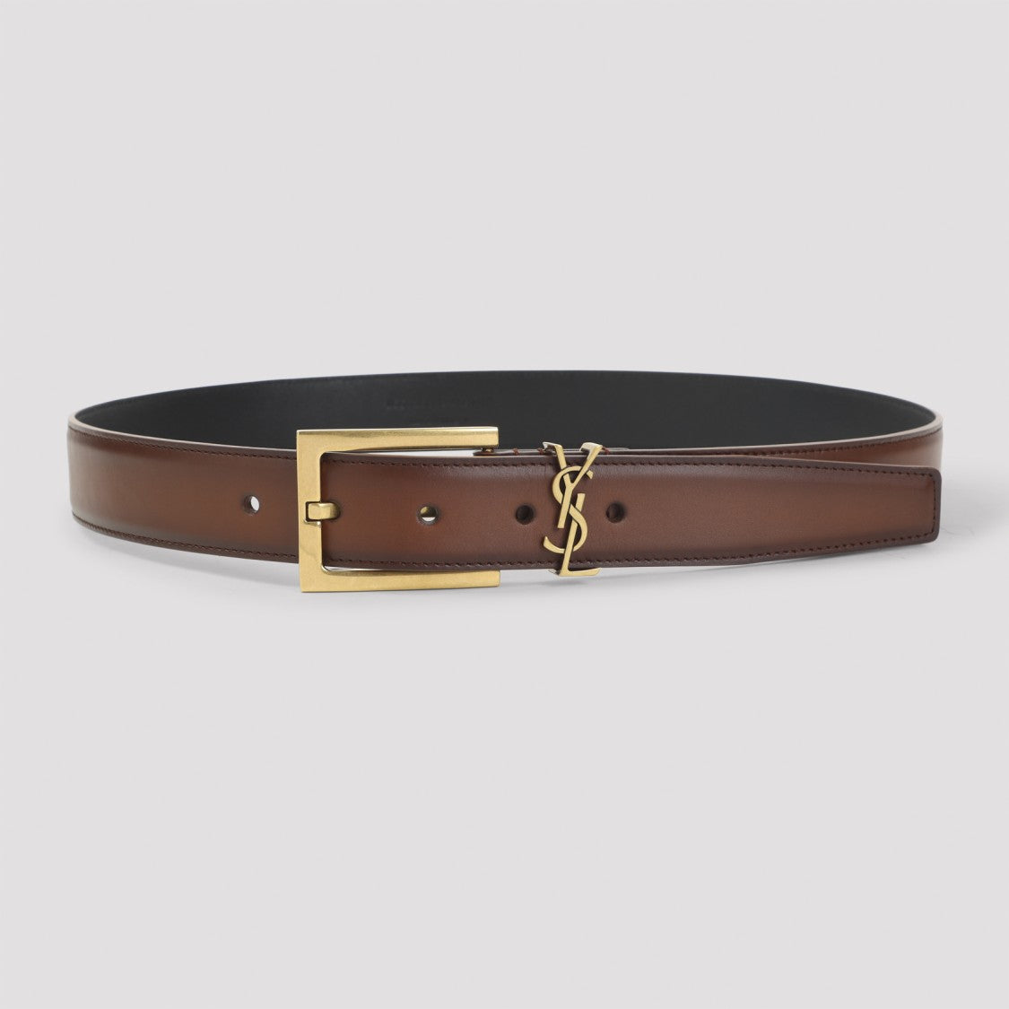 Saint Laurent Smooth Brown Leather Belt