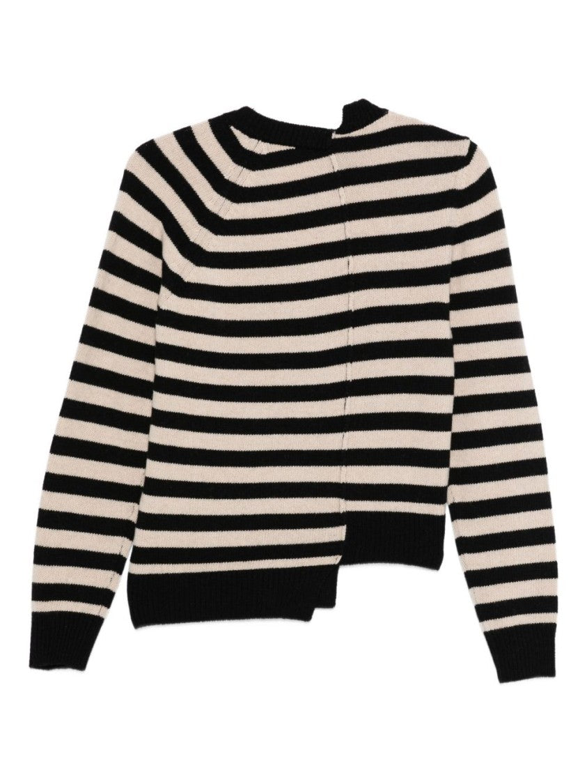 Semi Couture Asymmetric Striped Sweater In Wool-Blend Fabric