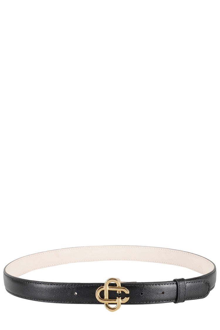 Casablanca Textured Leather Belt With Gold-Tone Interlocking Logo