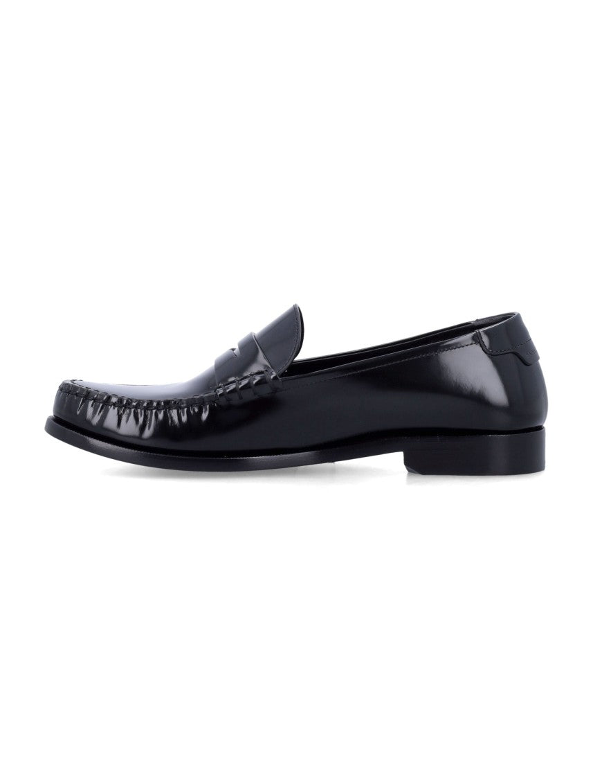 Saint Laurent Penny Loafers In Black Calf Leather