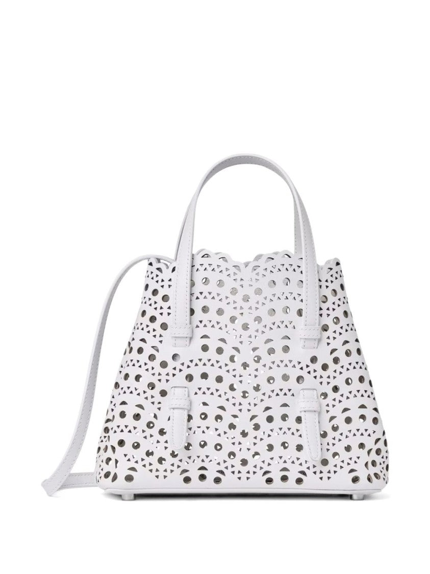 Alaïa White Mina 20 Perforated Calfskin Shoulder Bag