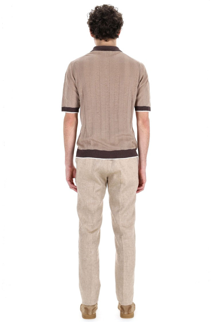Ballantyne V-Neck Linen Tennis Polo