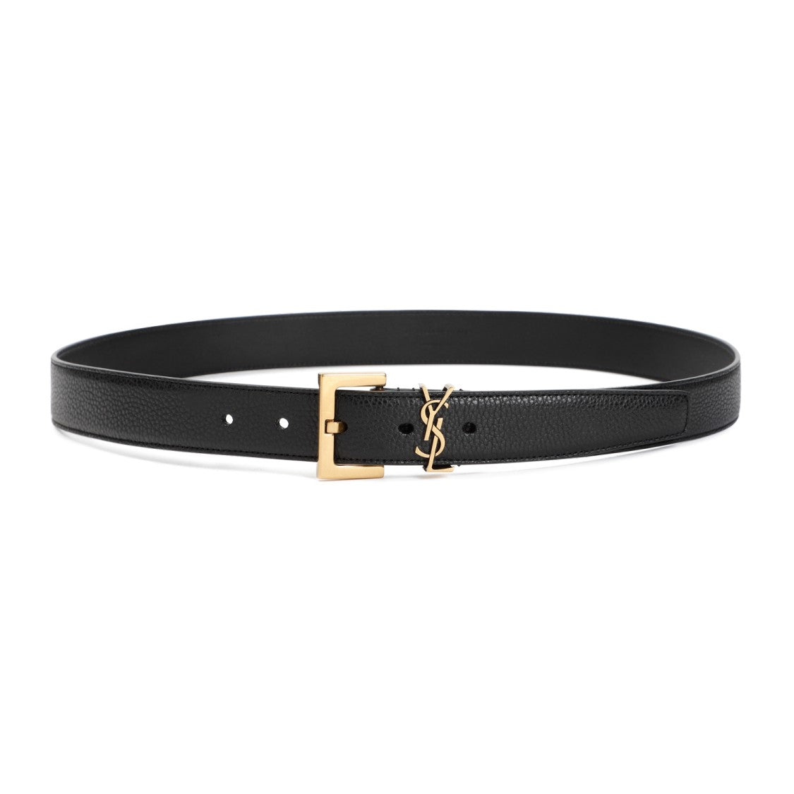 Saint Laurent Black Grained Leather Belt