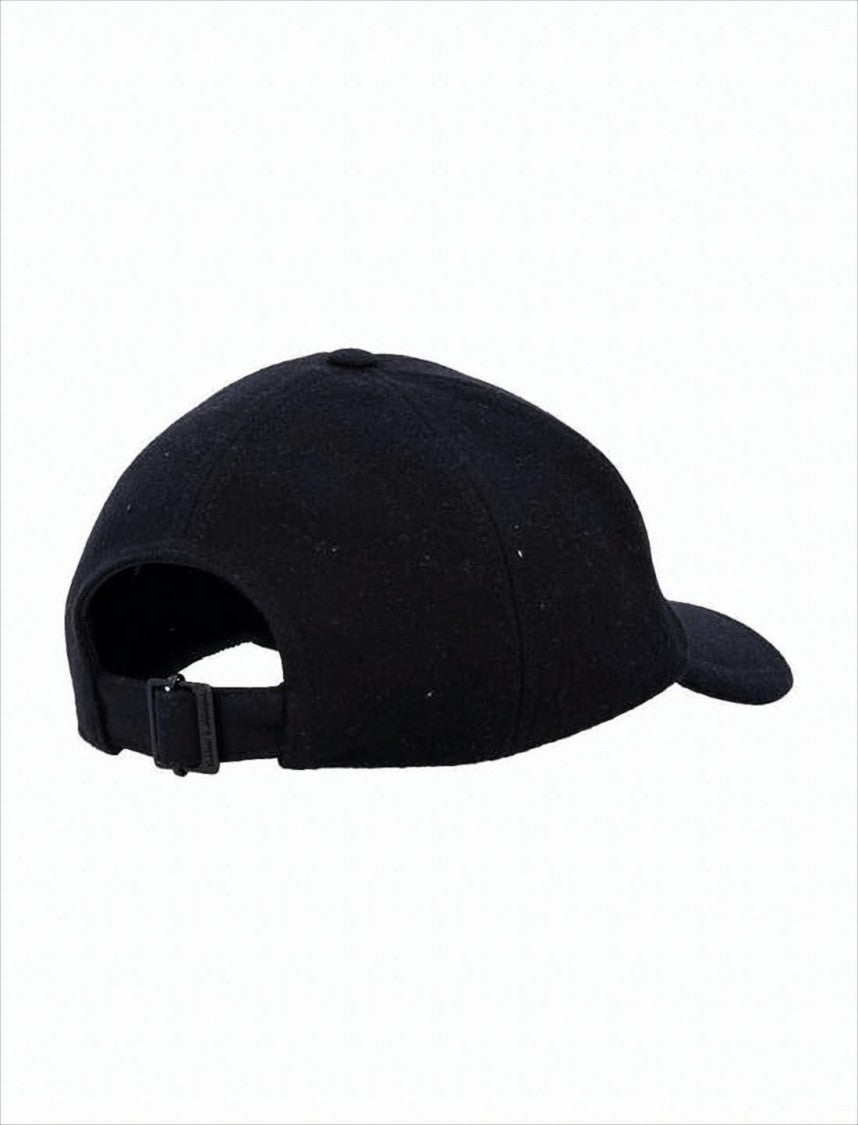 Saint Laurent Structured Black Wool Cap With Metallic Logo