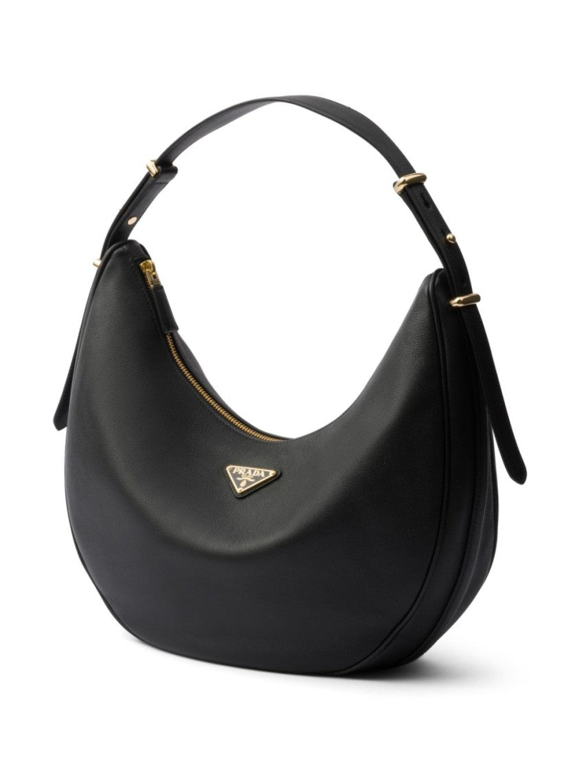 Prada Large Logo-Plaque Leather Shoulder Bag