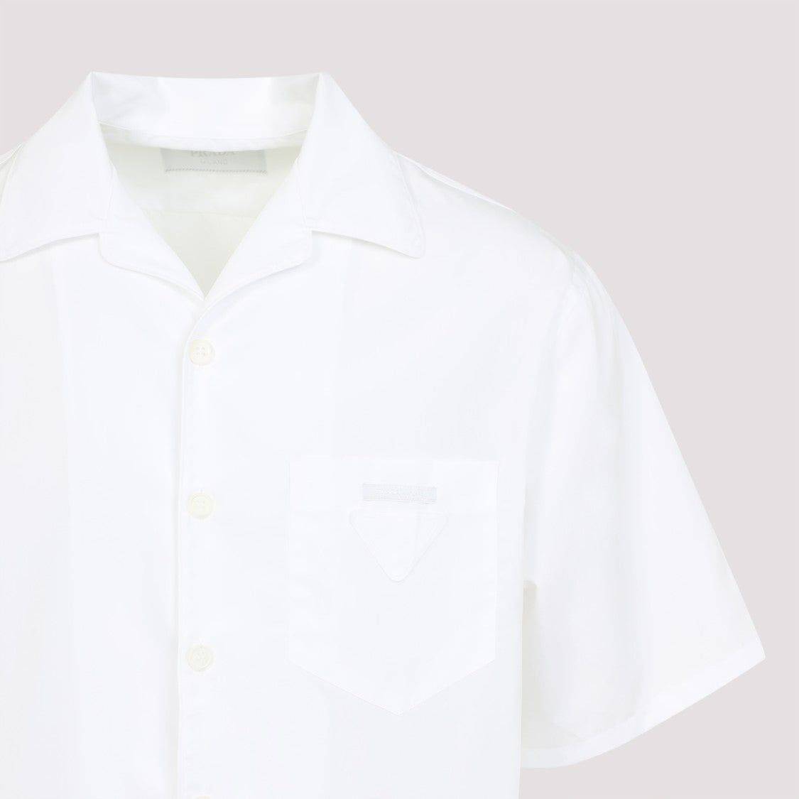 Prada Bowling Collar Short-Sleeve Cotton Shirt