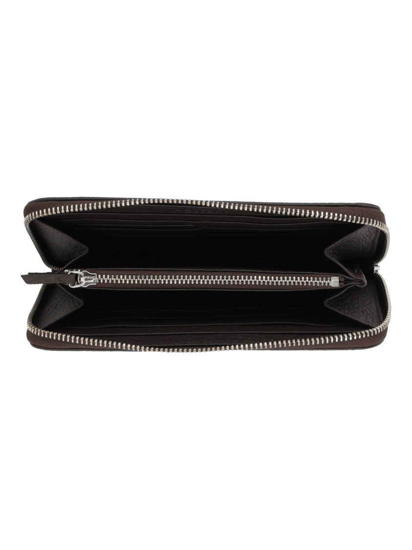 Claudio Orciani Brown Zip Around Soft Textured Calf Leather Wallet