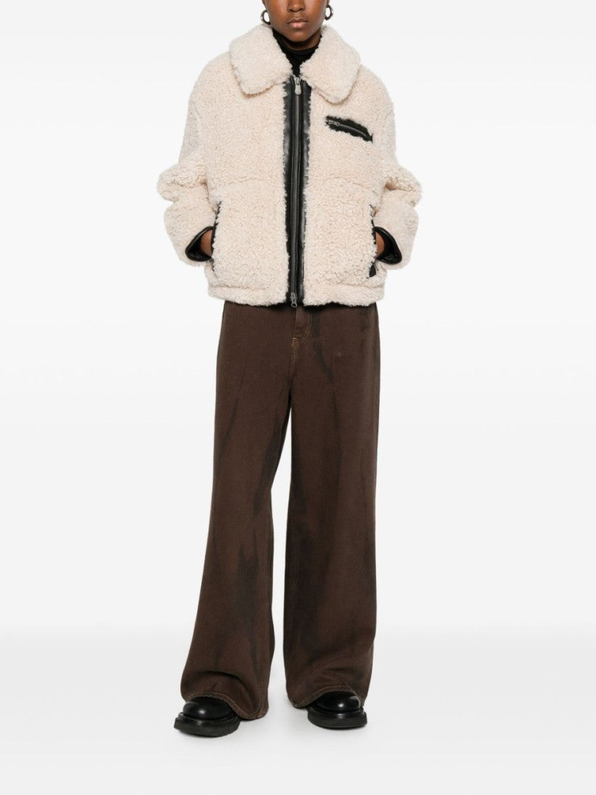 Save The Duck Cropped Beige Jacket With Plush Texture