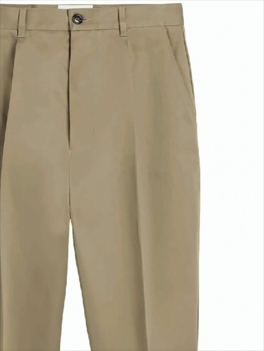 Ami Paris Tailored Brown Straight Pants With Structured Fabric
