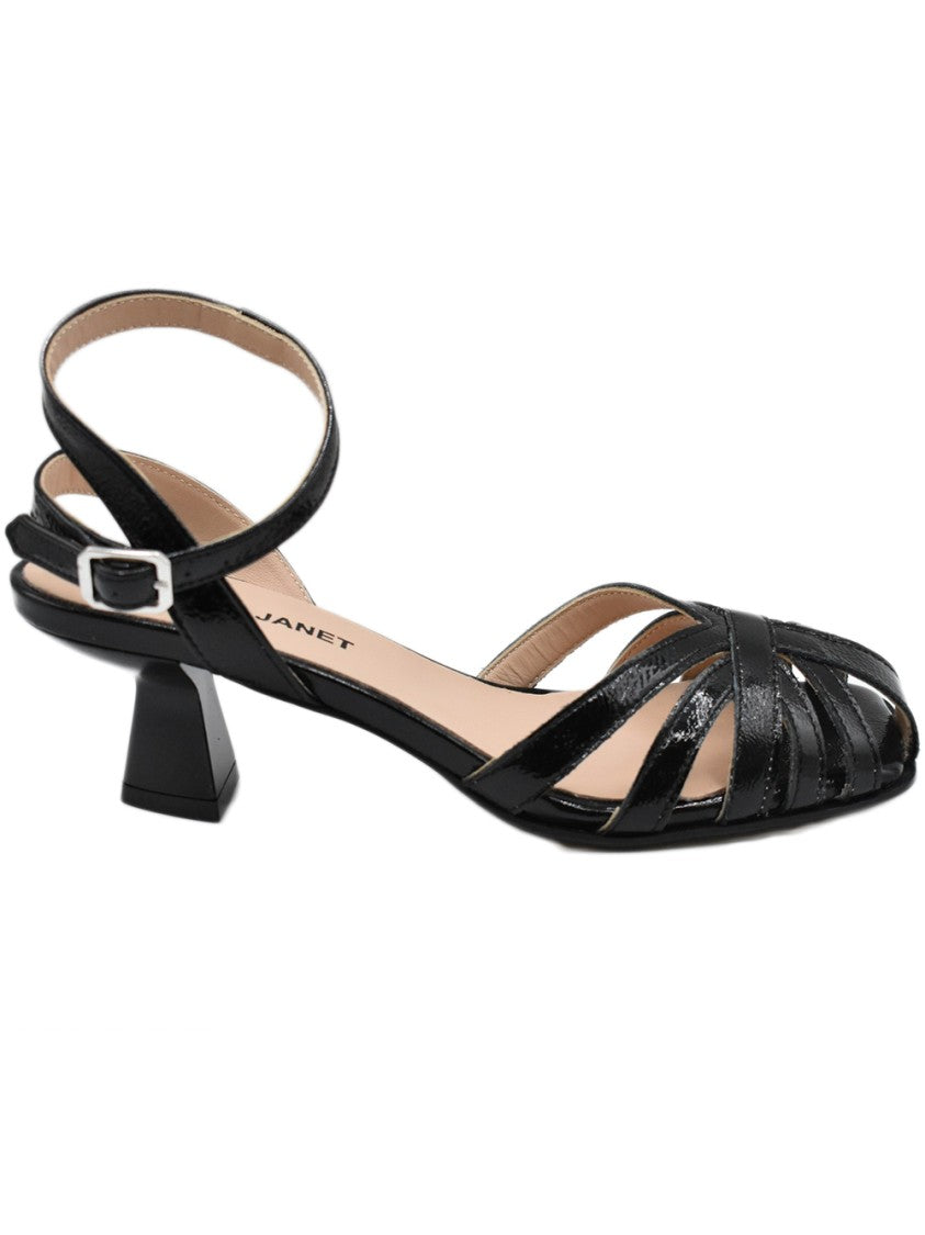 Janet & Janet Black Vernice Sandals