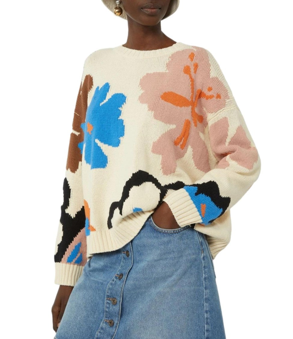 Max Mara Multicolor Floral Wkdcelebre Linen Sweater