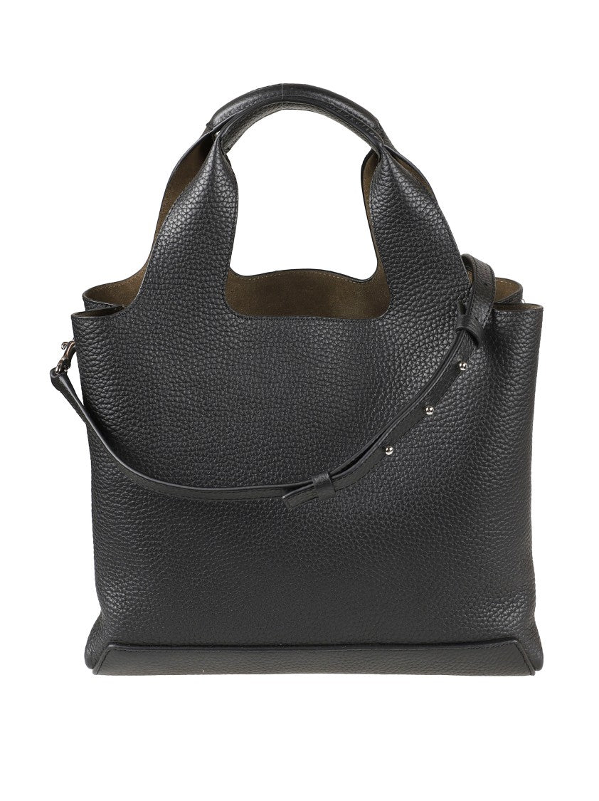 Hogan Structured Handbag In Textured Black Leather