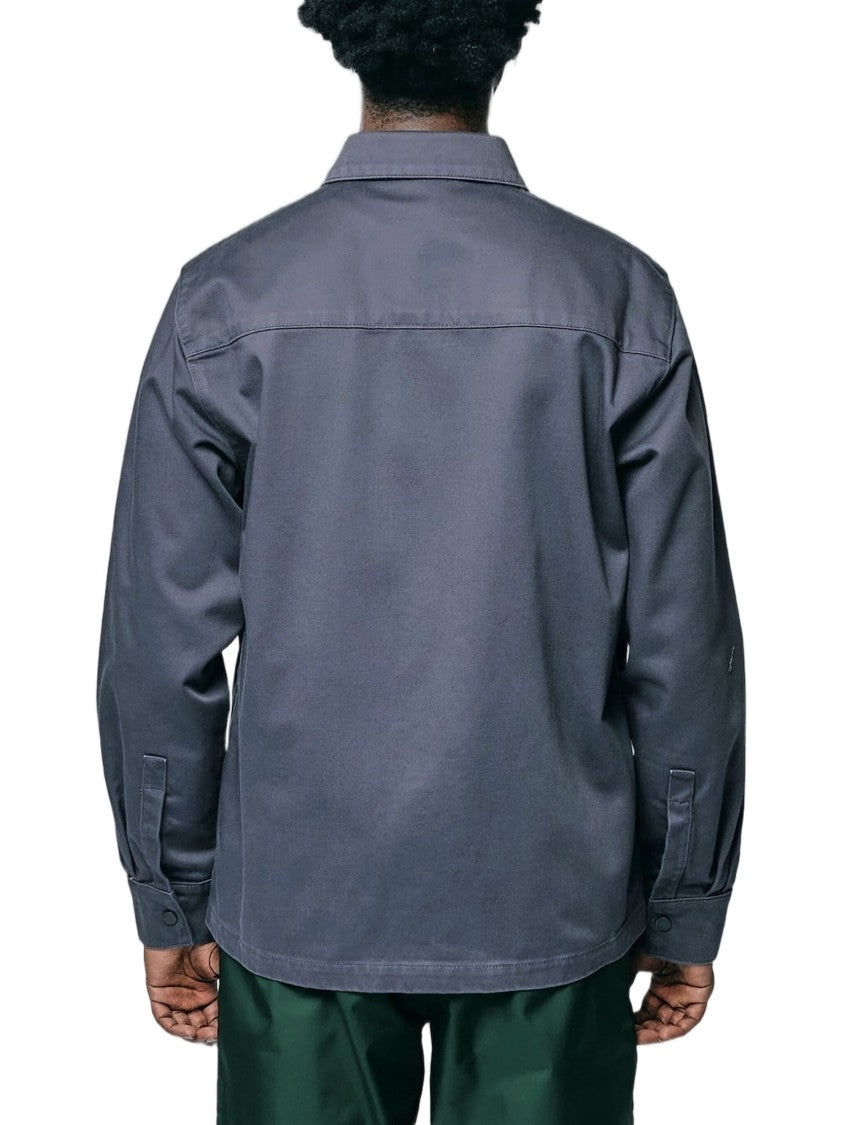 Gr10k Long Sleeve Grey Shirt With Subtle Logo Detail And Classic Collar