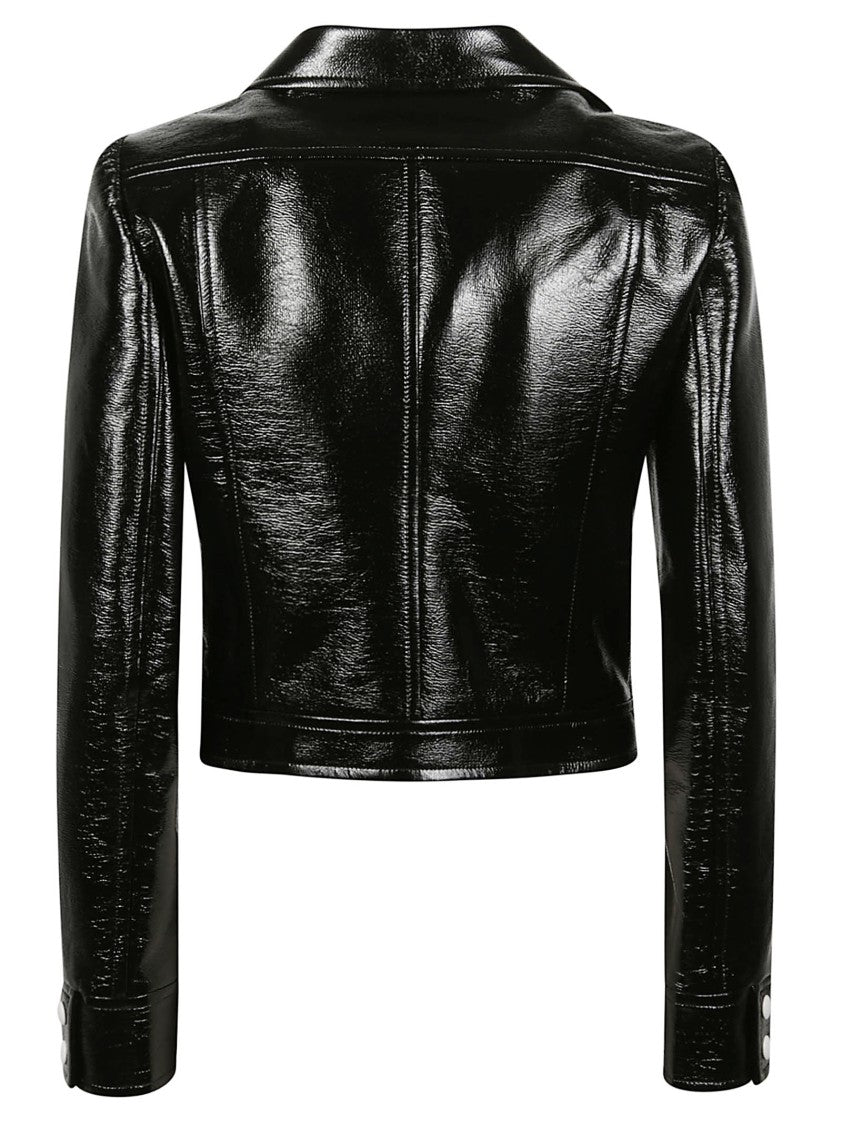 Courrèges Black Reedition Vinyl Cotton-Blend Cropped Jacket